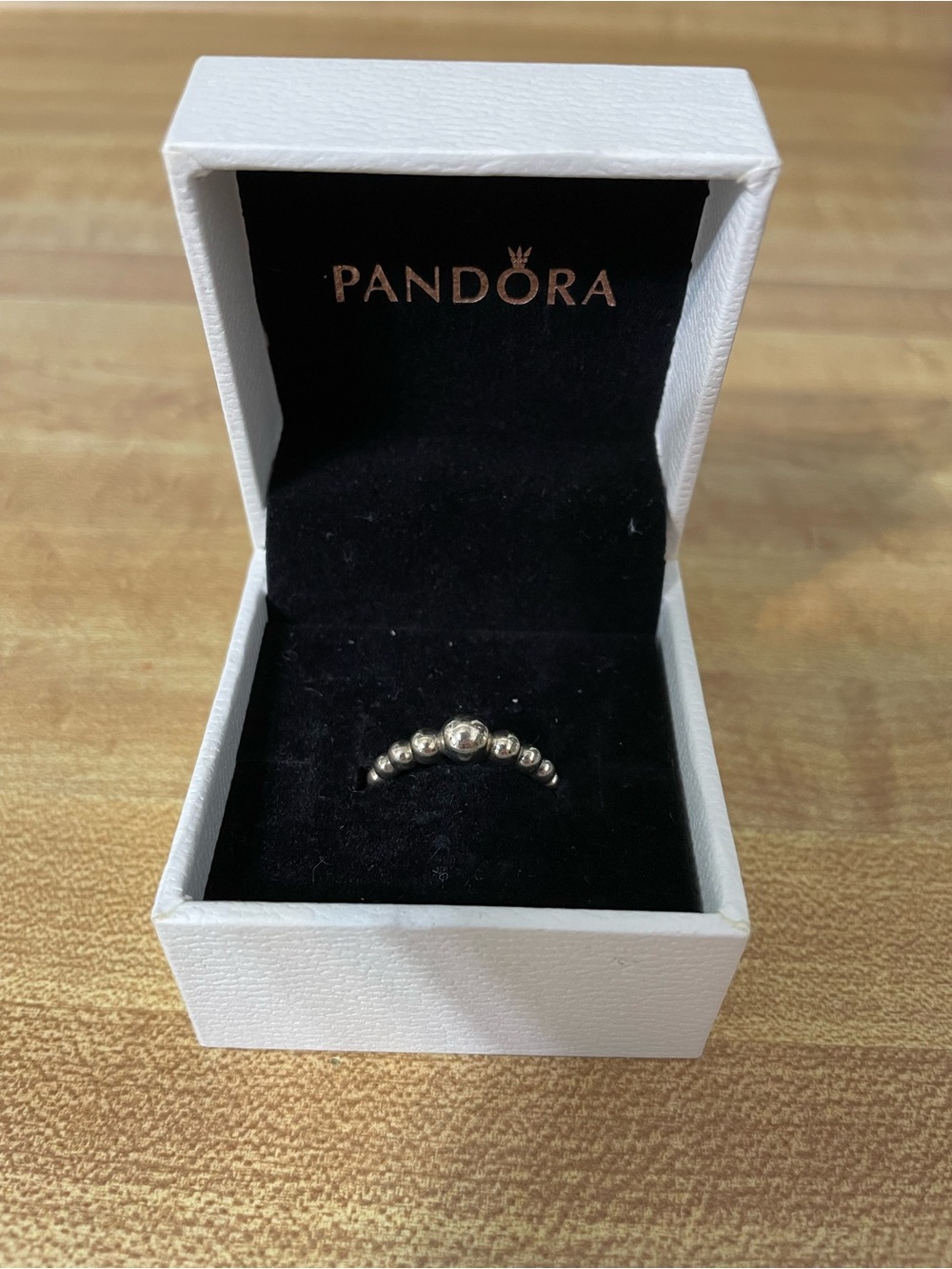 Pandora Silver Beaded stackable Ring